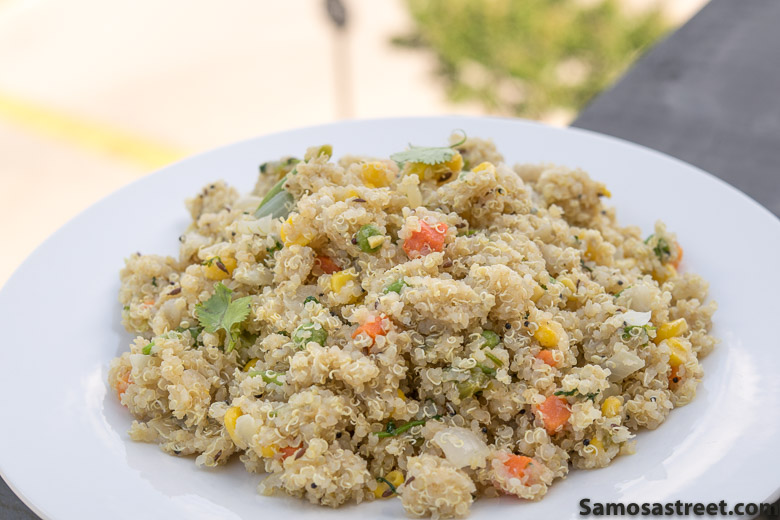 Tasty Indian Vegetable Quinoa Upma for Breakfast